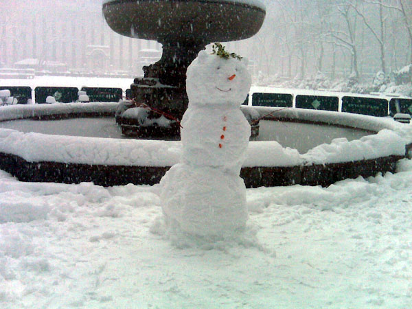 Snowman in Bryant Park