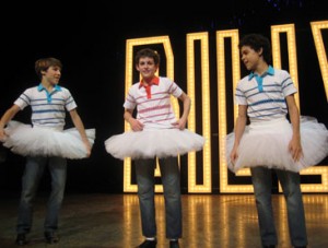 The three Billys on stage for Billy Elliot's opening night.